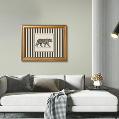 Gold Framed Vintage Tiger Wall Art Black and White Striped Wild Animal Poster…