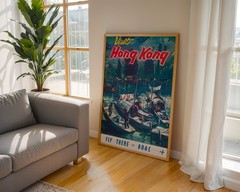 Hong Kong – Fly There by BOAC – 1950 Retro Travel Poster