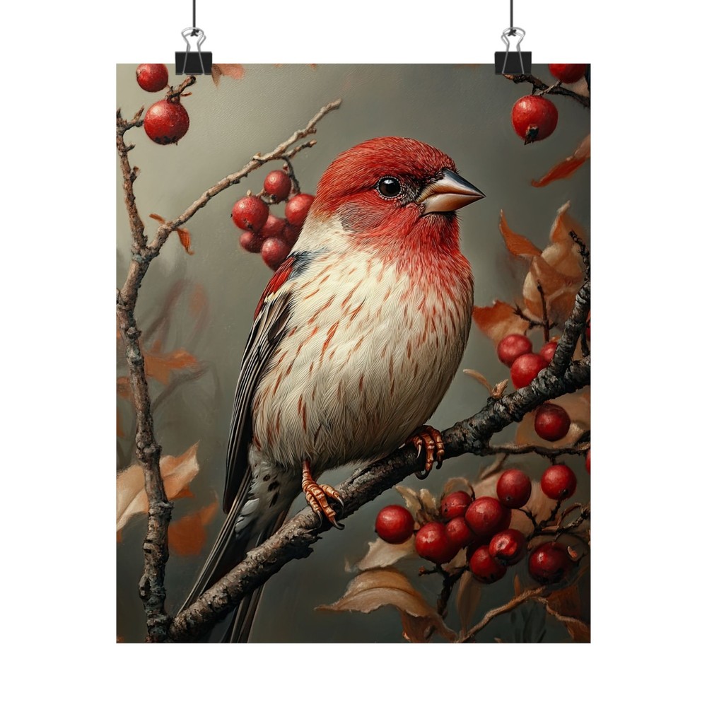 House Finch Bird Art Print Poster, Wildlife Home Decor, Nature Lover 02