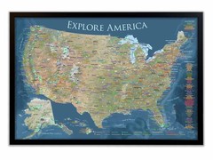 US Travel Map – GeoJango Voyager (US National Parks, Push Pin, Canvas, 36″x24″)