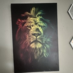 Multicolor Lion Portrait Print, Vertical Animal Wall Art for Adults & Teens