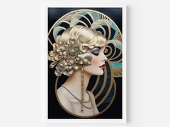 Art Deco Woman Portrait Poster | Vintage Flapper Girl Illustration