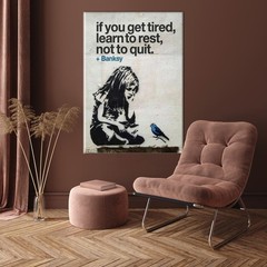 Banksy Inspired Motivational Canvas Wall Art Quote Print Girl Blue Bird Decor