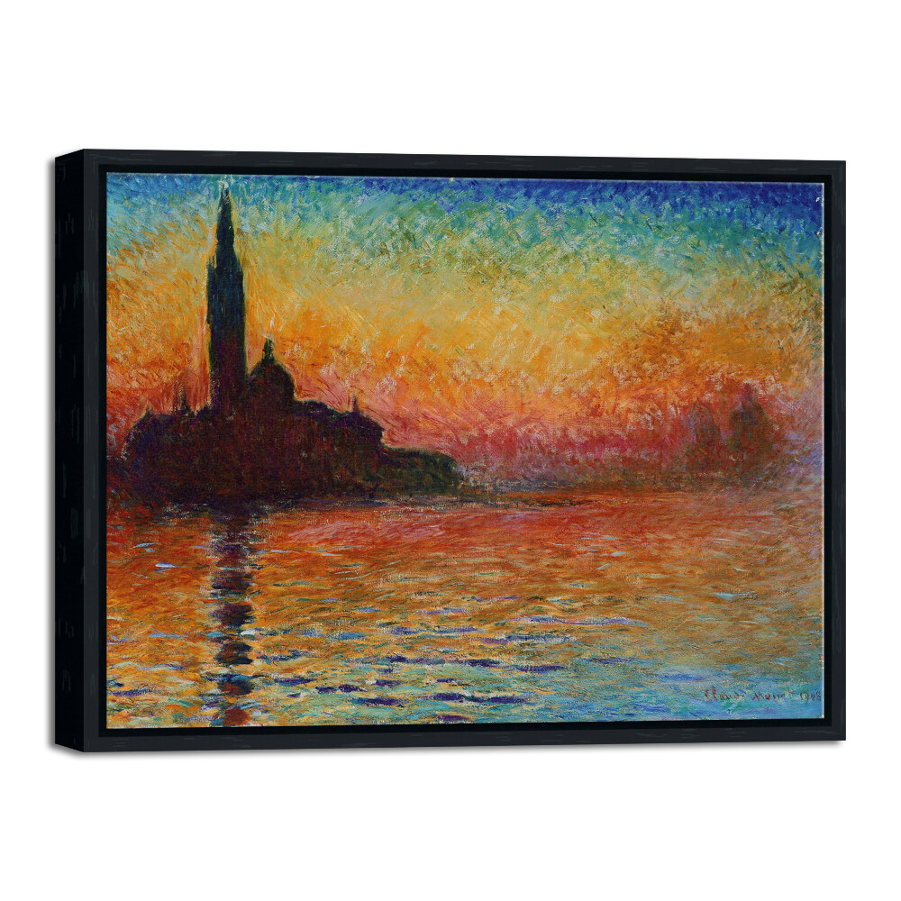Framed Wall Art Dusk in Venice by Claude Monet Pictures Artwork Black Frame
