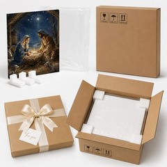 Nativity Scene Canvas Wall Art Baby Jesus Christmas Christian Decor Print