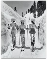 Sexy Women Skiing Poster 11×14 Unframed Vintage Retro Ski Lodge Wall Art Print