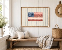 Watercolor American Flag Wall Art, Patriotic USA Print, 4th of July Decor