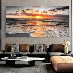 -Large Pictures for Living Room Wall Decor Beach Wall Art Black and White Oce…