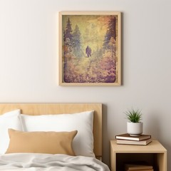 Retro BIGFOOT Fine Art Print, Sasquatch Botanical Poster, Cryptid Yeti Decor