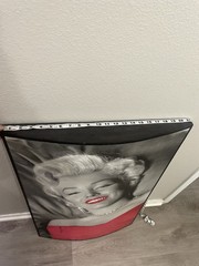 Black And White With Pop Red Wooden Wall Art Texture Face Marilyn Monroe 34×22