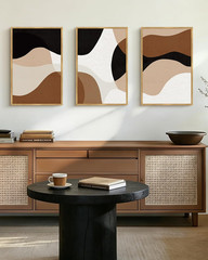 Large 16X24In Black Abstract Framed Wall Art Decor Minimalist Geometry Prints Sh