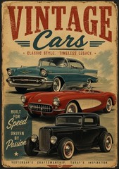 Vintage Classic Cars Retro Garage Wall Art Print Decorative Poster