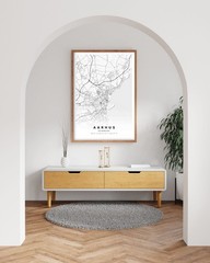 Aarhus City Map Denmark Map White Modern Decor Minimalist Travel Art