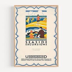 1927 Seaside Excursions Underground K Burrell Retro Vintage Train Poster Print
