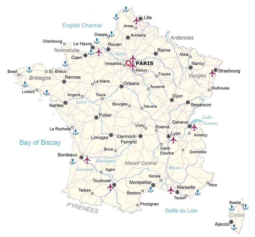 France Road Map GLOSSY POSTER PICTURE PHOTO PRINT BANNER 12504