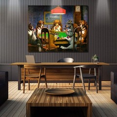 Canvas Print Wall Art – Pokers Dogs Dogs Playing Cards – Wall Decor Modern Ar…