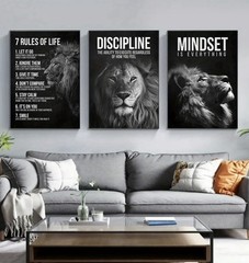 3pcs Motivational Canvas Wall art Lion Wall Decor Modern Art Home Decor
