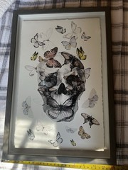MARMONT Skull with Butterflies Art Print Poster, 16×12 in, Multicolor, Paper