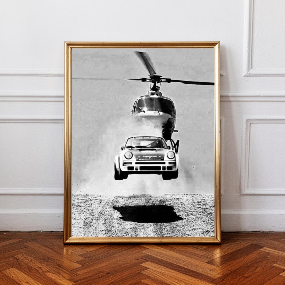 Black White Car Poster, Vintage Racing Wall Art, Monochrome Auto Decor