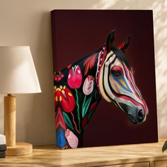 Vibrant Floral Zebra Canvas Wall Art Animal Wildlife Home Decor Painting Print