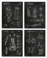 4 Space Patent Prints – 8×10 Wall Art Decor – Great Gift for Aerospace Lovers