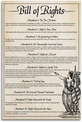 Bill of Rights Poster Historical Document Wall Art Vintage American Constitution