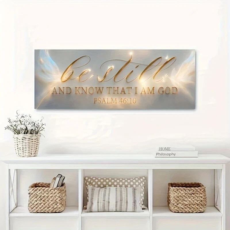 1pc Unframed Canvas Psalm 46:10 Bible Verse