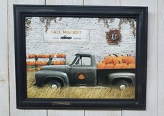 Lori Deiter Fall Market pickup truck Framed Autumn pumpkins 12×16 wall picture