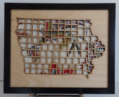 Iowa State Map Wood Laser Cut Wall Art Decor Picture Plastic Frame USA