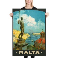 Malta, Valletta 1910s — retro travel poster, vintage travel art print