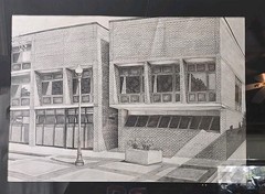 Large Building Architecture Sketch Framed Home Decor Signed & Dated 30 X 22