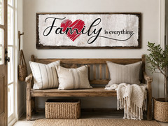 Family Is Everything Canvas Wall Art Framed Rustic Farmhouse Home Decor
