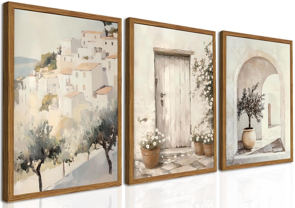 Framed Vintage Italian Wall Art Set of 3, Rustic Neutral Olive Tree Pictures …