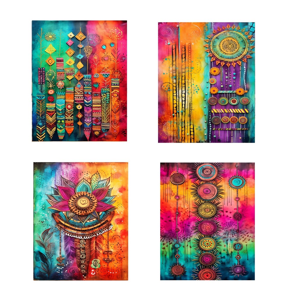 Set of 4 8×10 Gypsy Tapestry Wall Art Canvas Prints