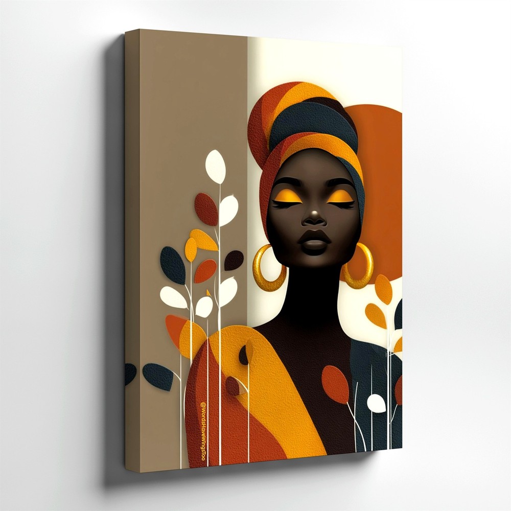 Wall Art African Woman Portrait Abstract Canvas Print Modern Boho Home Decor
