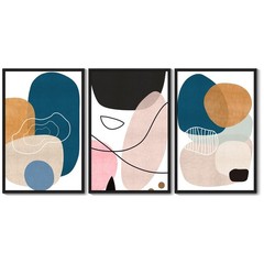 Modern Abstract Framed Wall Art Color Blocks Artwork Home Decor for Bedroom D…