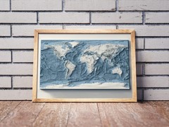 Bathymetric World Map, World 2D Relief Map, World Vintage Map – 2D Flat