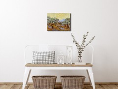 Olive Trees with Yellow Sky and Sun Canvas Print of Vincent Van Gogh Wall Art