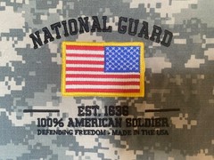 NATIONAL GUARD AMERICAN FLAG WALL ART CANVAS POSTER REVERSE UCP CAMO MADE IN USA