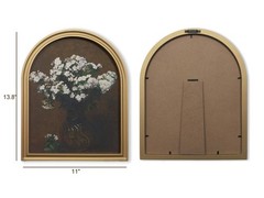 Gold Vintage Flower Arched Wood Framed Wall Art – Moody Floral Canvas Picture…