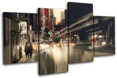 Abstract Cityscape Painting Style Urban MULTI CANVAS WALL ART Picture Print