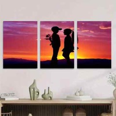 3pcs Romantic Sunset Silhouette Metal Print Ready to Hang Art
