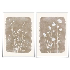 Boho Wildflowers Canvas Wall Art Minimalist Vintage Flower Wall Decor Beige F…