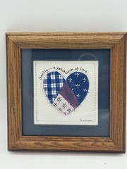 VTG Picture 6″ Heart «Family..A Patchwork of Love» Art Peaceful Family Oak Frame