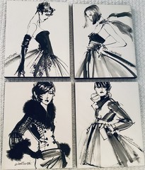 4 Wrapped Canvas Wall Art Anne Tavoletti Parisian Fashion, Editorial Sketches Lg