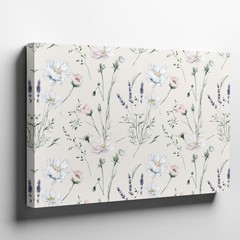 Delicate Floral Pattern Featuring Soft, Muted Colors On A Light Beige Wall Art