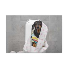 Funny Dachshund Colorful T-shirt On Toilet Funny Canvas Wall Art for Home Decor