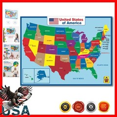 Interactive USA Political Map – 18 x 24 Double-Sided Laminated for Kids & Adults