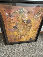 Large Framed Tribal / Aboriginal Style Wall Art – Warm Earth Tones