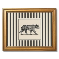 Gold Framed Vintage Tiger Wall Art Black and White Striped Wild Animal Poster…